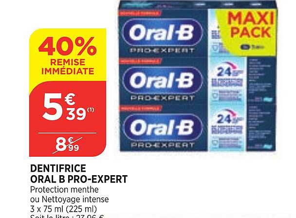 dentifrice oral b pro-expert 40% remise immédiate
