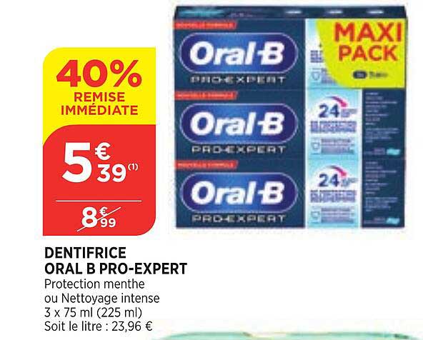 dentifrice oral b pro-expert 40% remise immédiate