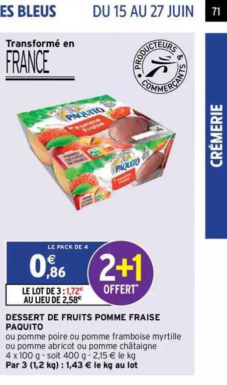 Dessert De Fruits Pomme Fraise Paquito