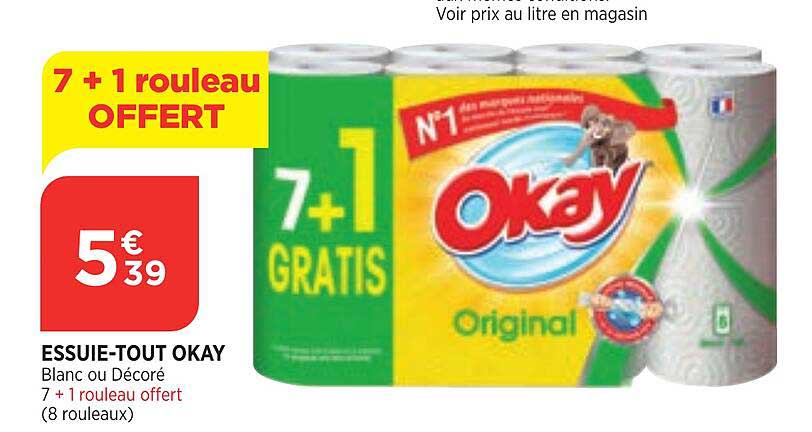 essuie-tout okay 7+1 rouleau offert