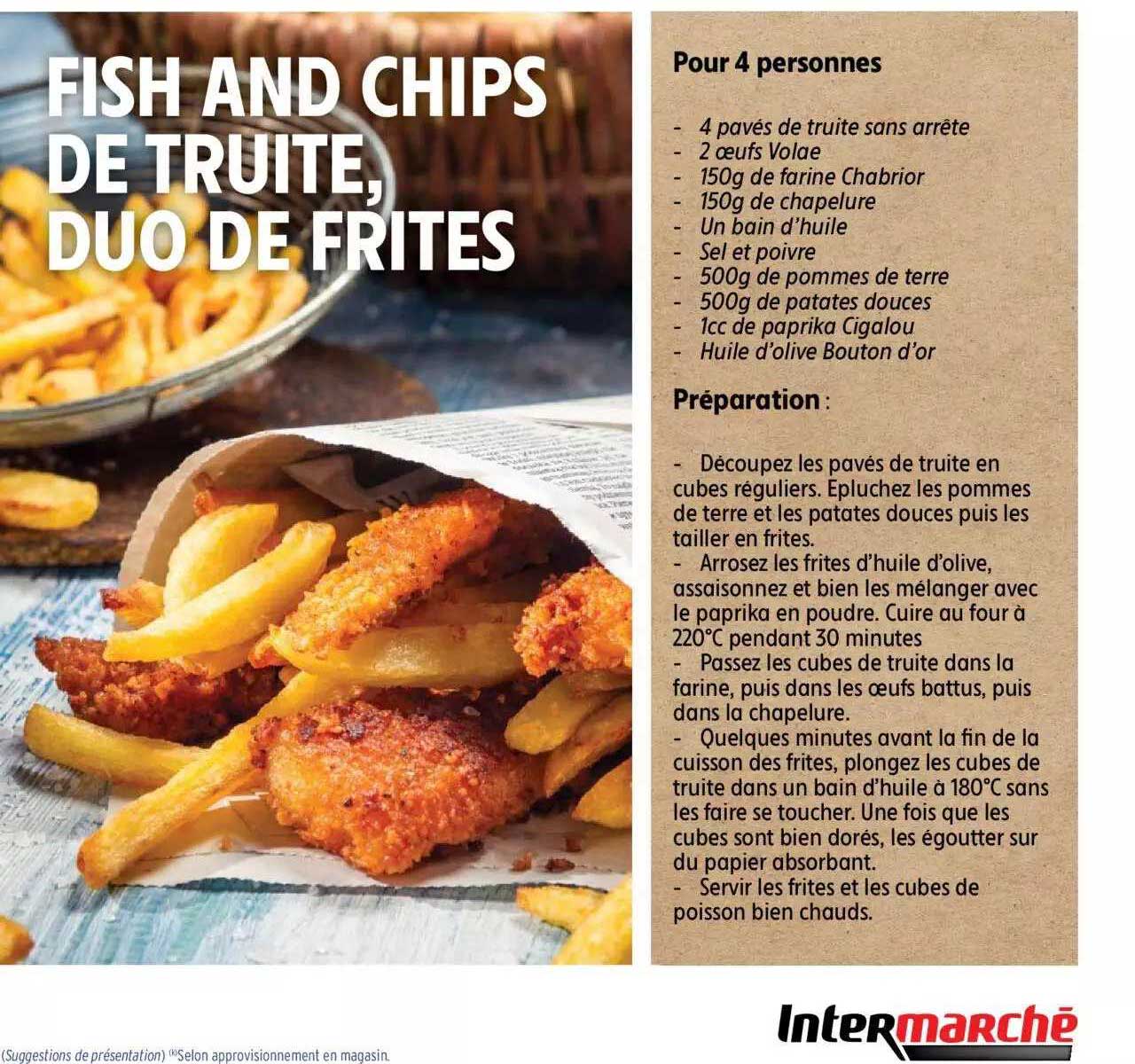 fish and chips de truite, duo de frites
