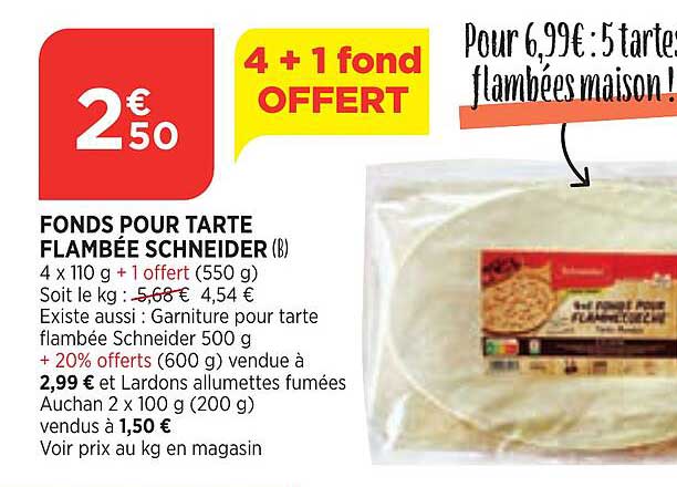 fonds pour tarte flambée schneider 4+1 fond offert