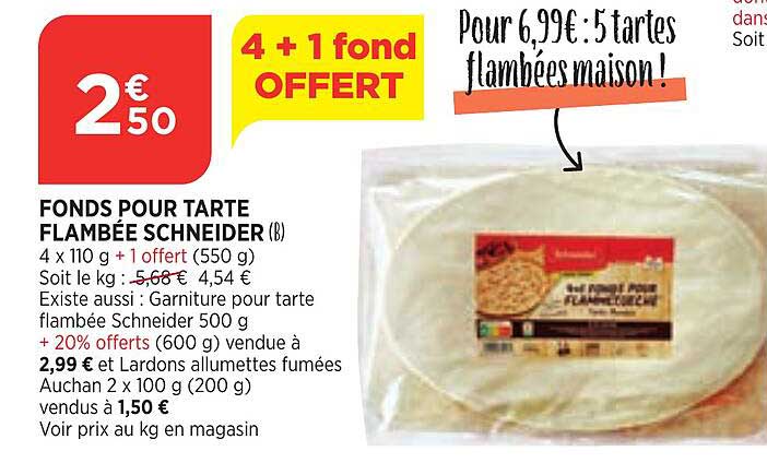 fonds pour tarte flambée schneider 4+1 fond offert