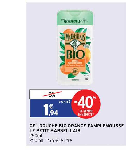 Gel Douche Bio Orange Pamplemousse Le Petit Marseillais