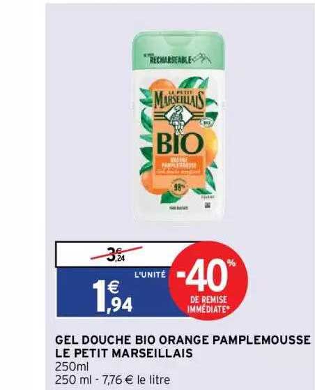 Gel Douche Bio Orange Pamplemousse Le Petit Marseillais