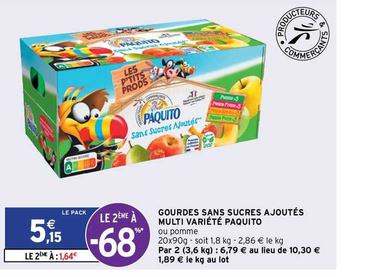 gourdes sans sucres ajoutés multi variété paquito