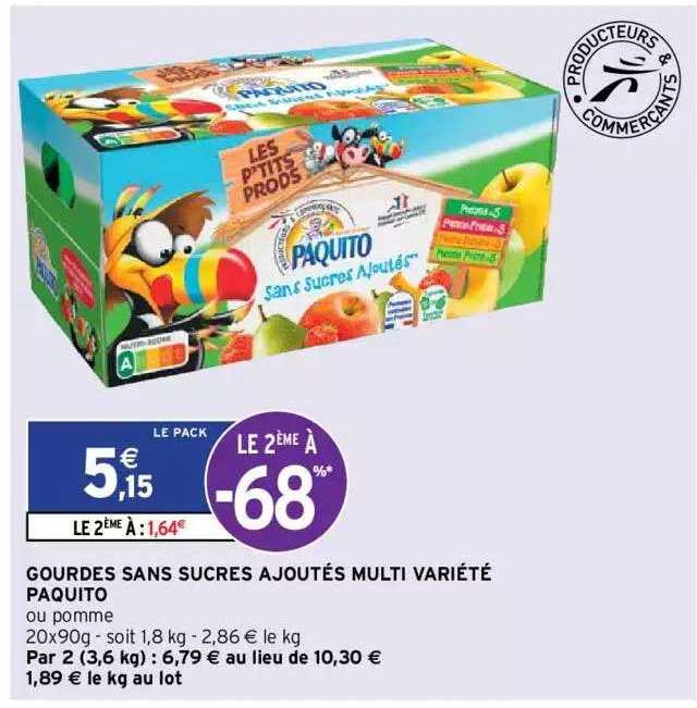 gourdes sans sucres ajoutés multi variété paquito