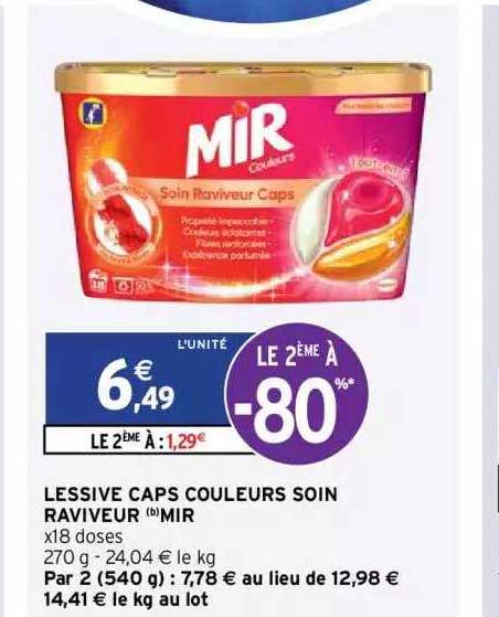 lessive caps couleurs soin raviveur mir