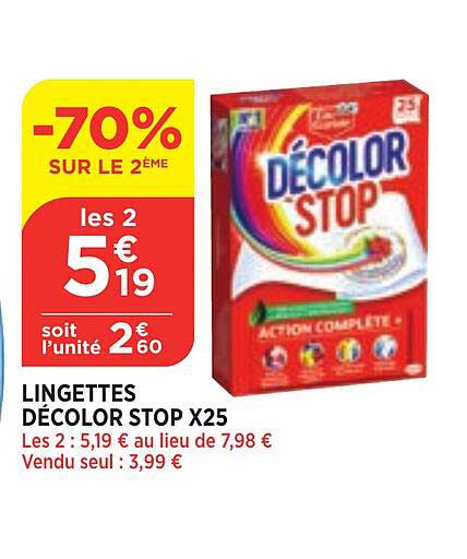 lingettes décolor stop x25 -70% sur le 2ème