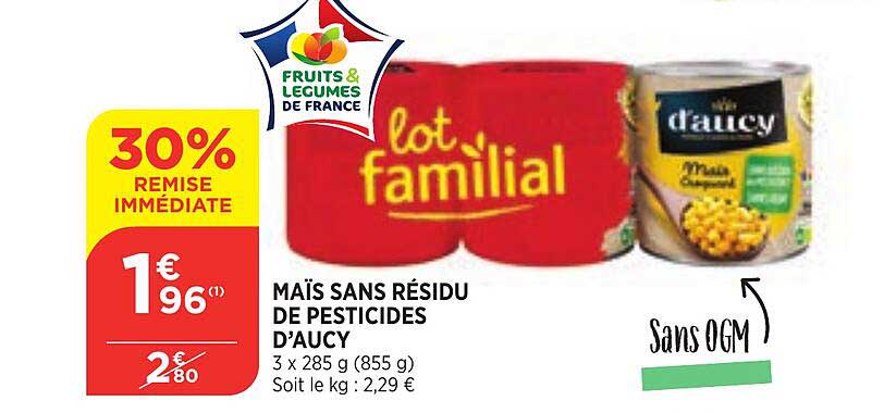 maïs sans résidu de pesticides d'aucy 30% remise immédiate