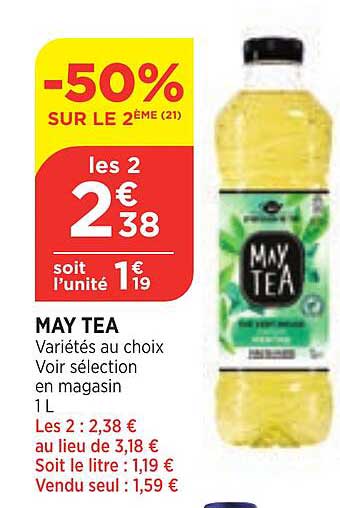 may tea -50% sur le 2ème