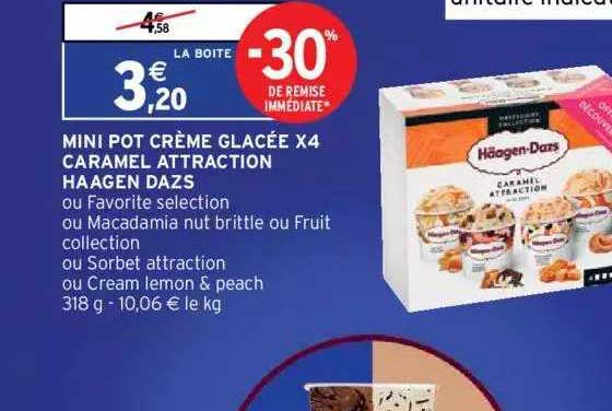mini pot crème glacée x4 caramel attraction häagen dazs