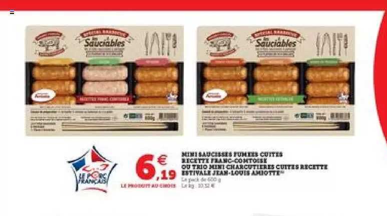 mini saucisses fumées cuites recette franc-comtoise ou trio mini charcutières cuites recette estivale jean-louis amiotte