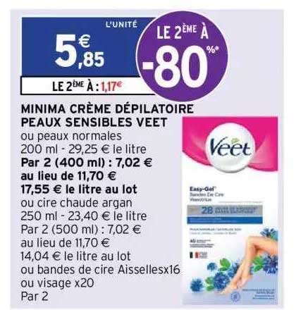 minima crème dépilatoire peaux sensibles veet
