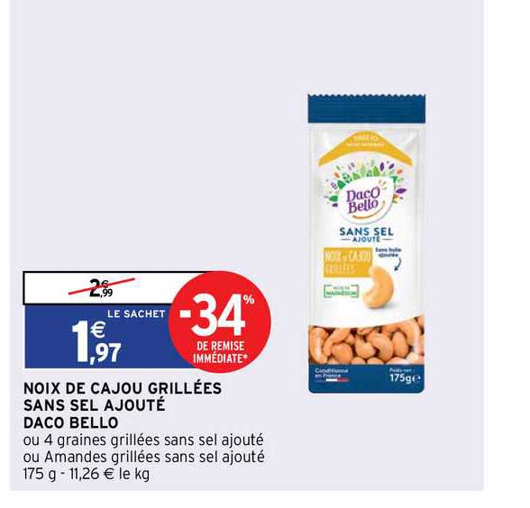 noix de cajou grillées sans sel ajouté daco bello