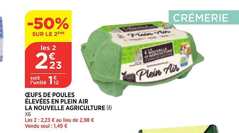 œufs de poules élevées en plein air la nouvelle agriculture -50% sur le 2ème