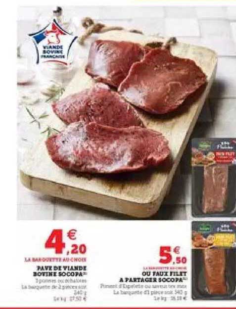 pavé de viande bovine socopa ou faux filet à partager socopa