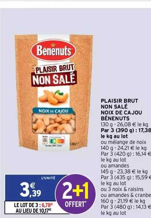 plaisir brut non salé noix de cajou bénenuts