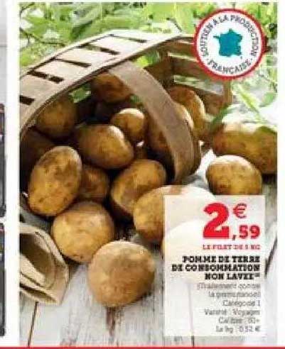 pomme de terre de consommation non lavée