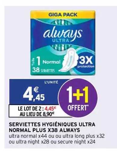 Serviettes Hygiéniques Ultra Normal Plus X38 Always