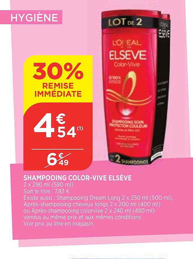 shampooing color-vive elsève 30% remise immédiate