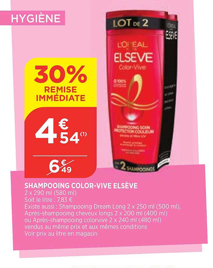 shampooing color-vive elsève 30% remise immédiate