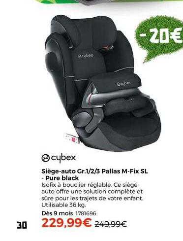 siège-auto gr.1-2-3 pallas m-fix sl - pure black cybex
