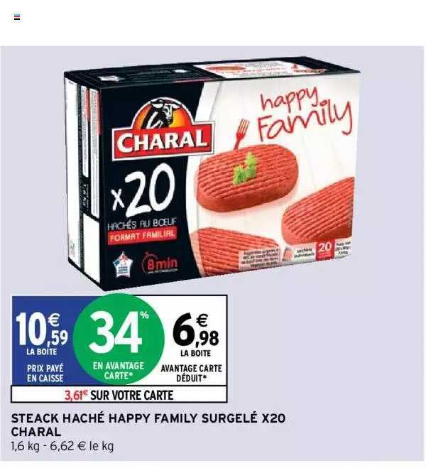 steak haché happy family surgelé x20 charal