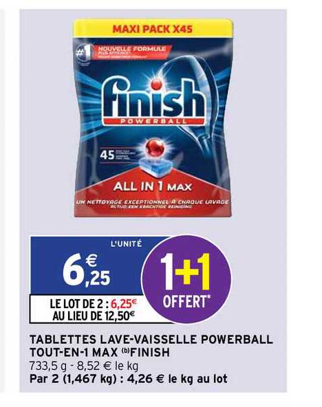tablettes lave-vaisselle powerball tout-en-1 max finish