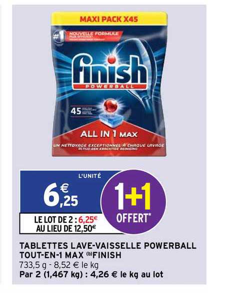 tablettes lave-vaisselle powerball tout-en-1 max finish