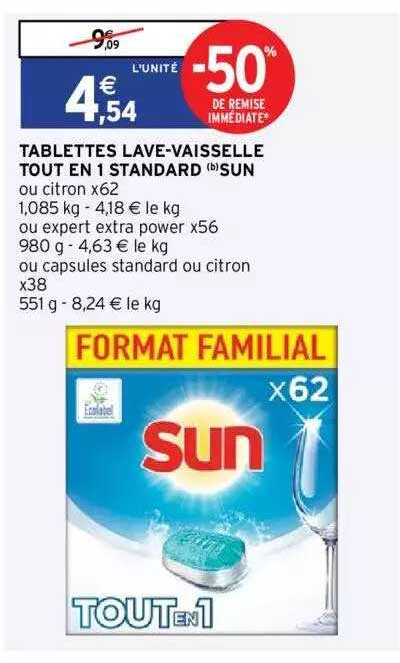 tablettes lave-vaisselle tout en 1 standard sun