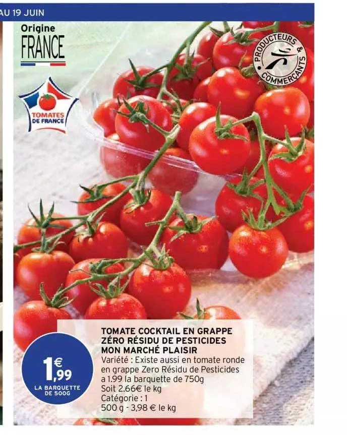 tomate cocktail en grappe zéro résidu de pesticides mon marché plaisir