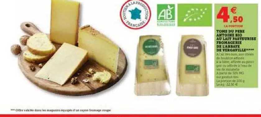 tome de père antoine bio au lait pasteurisé fromagerie de l'abrate de vergaville