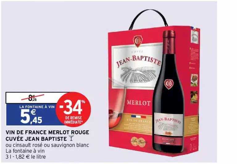 vin de france merlot rouge cuvée jean baptiste