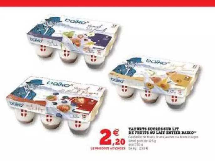 Yaourts Sucrés Sur Lit De Fruits Au Lait Entier Baiko