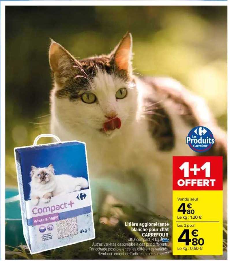 Litière Agglomérante Blanche Pour Chat Carrefour
