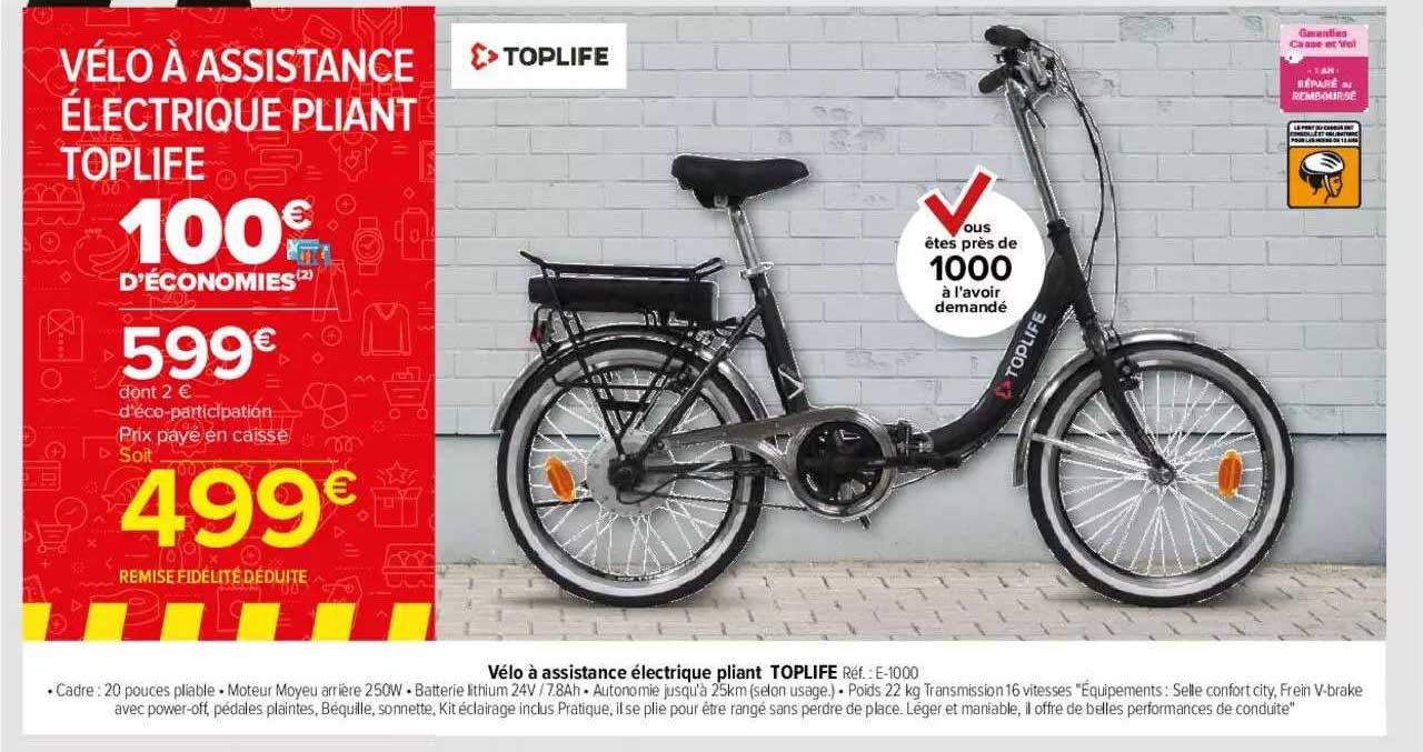 vélo à assistance électrique pliant toplife