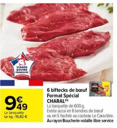 6 biftecks de boeuf format spécial charal