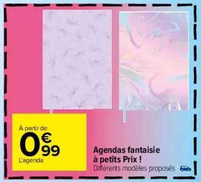 agendas fantaisie à petits prix !