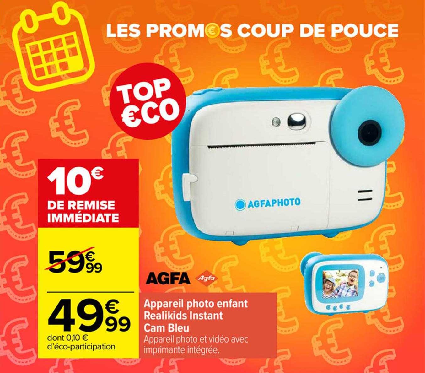 appareil photo enfant realikids instan cam bleu agfa