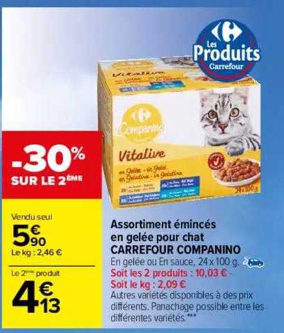 Assortiment émincés En Gelée Pour Chat Carrefour Companino