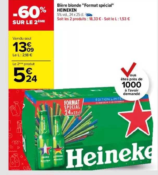 bière blonde "format spécial" heineken
