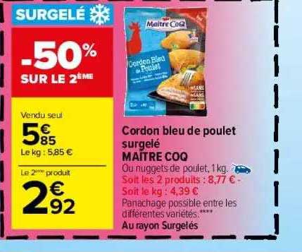 cordon bleu de poulet surgelé maître coq