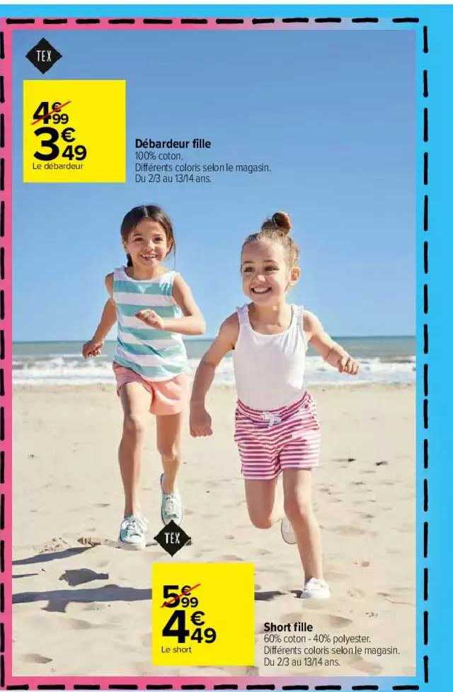 Débardeur Fille, Short Fille Tex