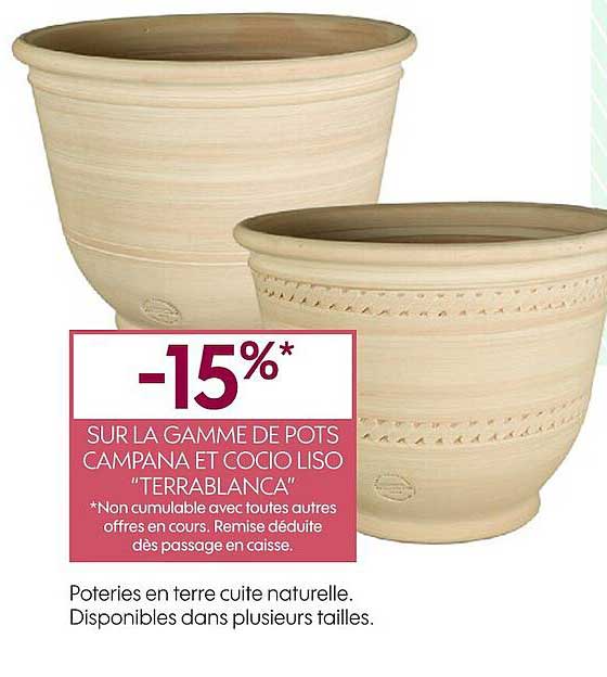gamme de pots campana et cocio liso "terrablanca"