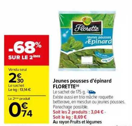 jeunes pousses d'épinard florette
