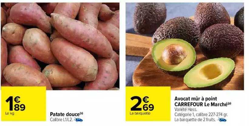Patate Douce, Avocat Mûr à Point Carrefour Le Marché