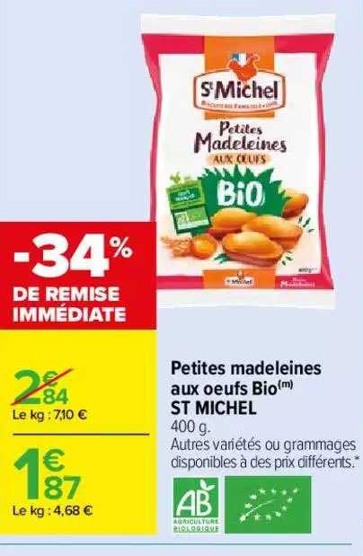 petites madeleines aux oeuf bio st michel