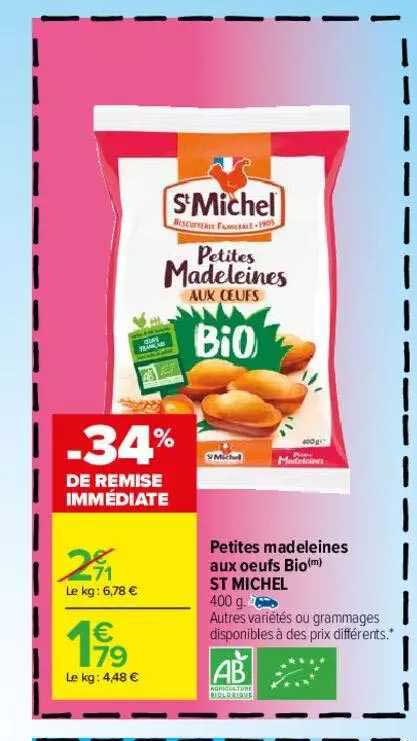 petites madeleines aux oeufs bio st michel
