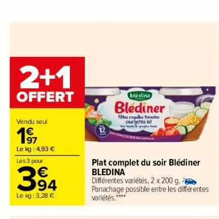 plat complet du soir blédiner blédina